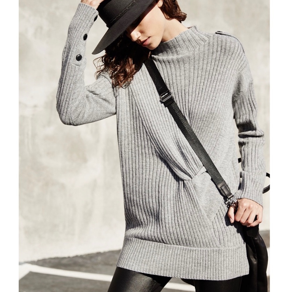 Rag & Bone Grey Twisted Turtleneck Sweater